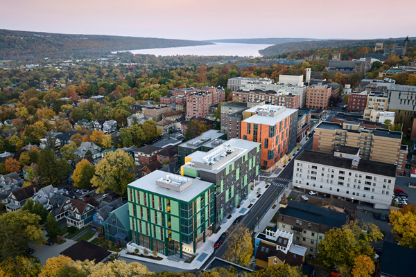 Metal Cladding and Bridge Elevate Off-Campus Cornell University Residence