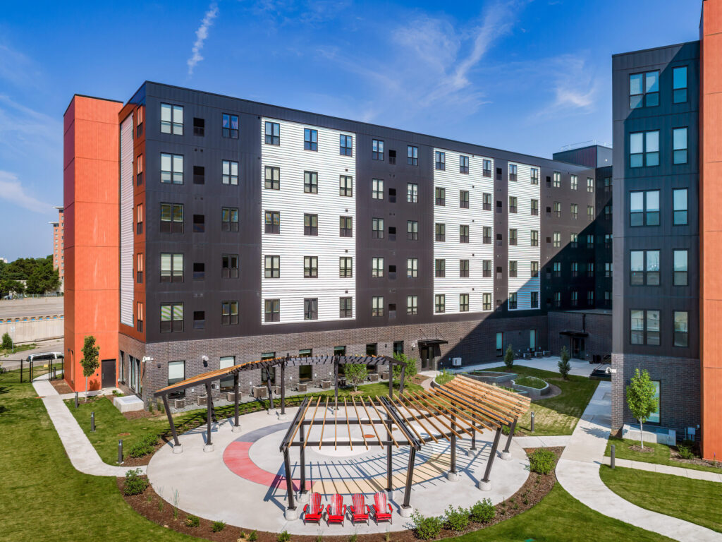 MinoBimaadiziwin apartment building, Mineapolis Metal Architecture
