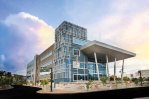 Architects designed a courthouse compatible with the surrounding neighborhood and municipal buildings.