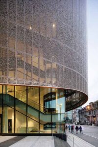 The copper material also nods to copper featured on historic buildings across Montreal, Que