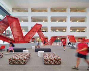 This stair can be used by either building occupants or anyone needing to pass through.