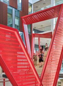 The staircase was prefabricated in the fabricator’s shop, disassembled, transported, and reassembled on-site.