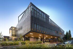 LPA Inc. designed TIDE Academy (technology, innovation, design and engineering) in Menlo Park, Calif., to represent the building's use for technology education.
