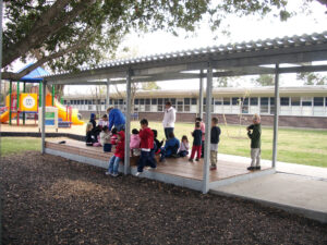 Patrick Peters taught a class at University of Houston that designed and helped build an outdoor classroom with structural steel.