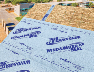 Large strips of MFM brand seam tape are applied to the roof. 
