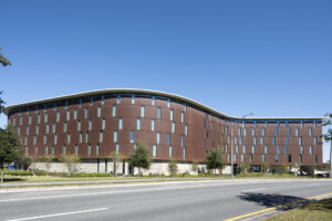 For a curved exterior on Hotel Eleo at the University of Florida in Gainesville, Fla., Alfonso Architects Inc. specified weathering steel panels.