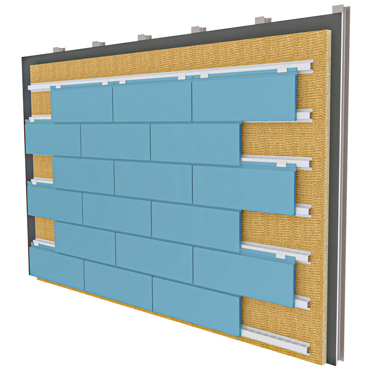 A rendering of the cross-sections of an air barrier wall panel.
