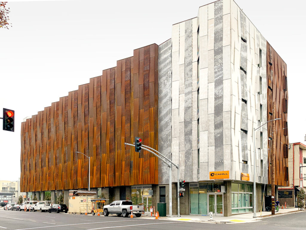 Image of exterior with large metal panels