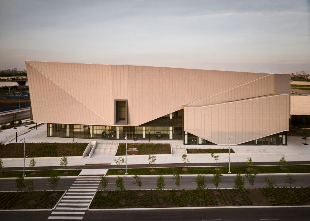 Exterior of geometric modern casino