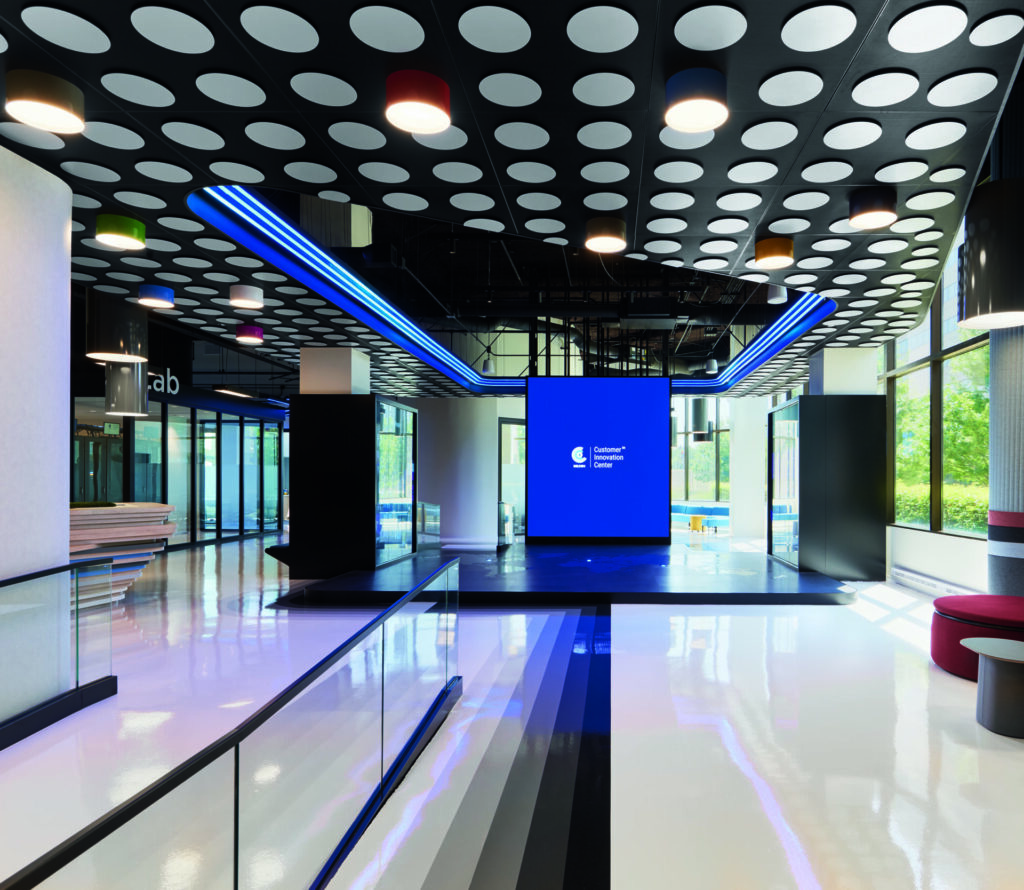 Metallic finish displayed on modern ceiling design