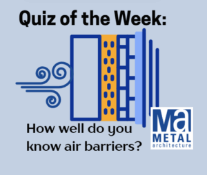 Quiz of the week graphic with design resembling insulation. Text reads: "How well do you know air barriers?"