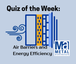 Quiz of the week graphic with insulation drawing and text: Air Barriers and Energy Efficiency