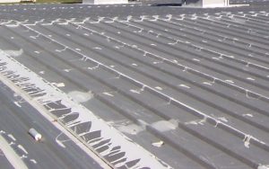 Roof shows improper repair.