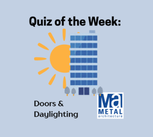 Quiz of the week graphic features illustration of building in front of the sun