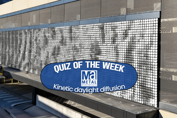 Quiz of the week graphic depicts how daylight moves through a silver-colored facade installation